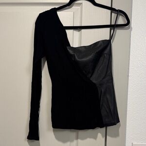 BCBGMaxAzria Black One-Shoulder Blouse